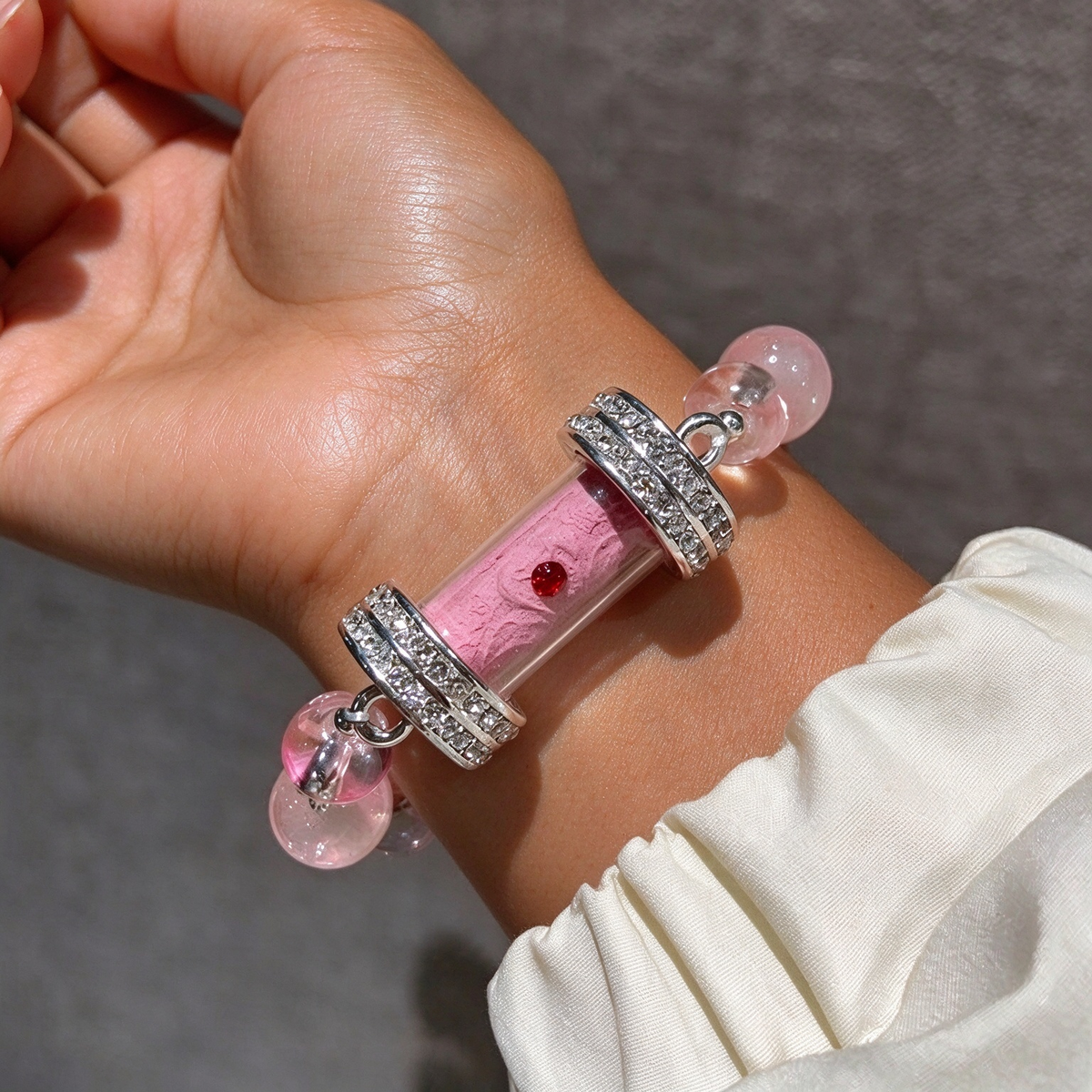 Butterfly Rhinestone Talisman Tube Bracelet
