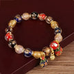 Oriental Liuli Beaded Bracelet, Incense Ash & Auspicious Beast Charms