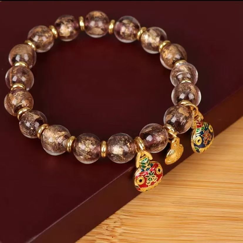 Oriental Liuli Beaded Bracelet, Incense Ash & Auspicious Beast Charms
