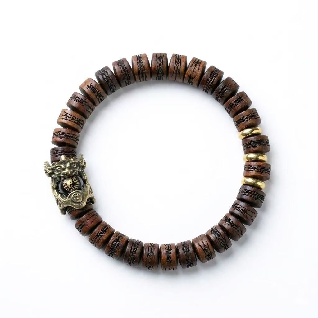 Natural Lightning Strike Jujube Wood Pi Xiu Bracelet | Wealth & Calm Meditation Wrist Jewelry