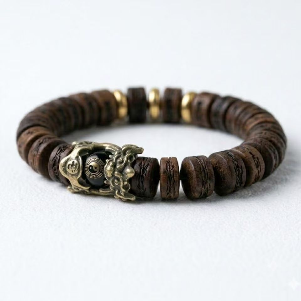 Natural Lightning Strike Jujube Wood Pi Xiu Bracelet | Wealth & Calm Meditation Wrist Jewelry