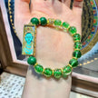 Green Tara Thangka Bracelet, Handmade Green Gold Foil Glass Beads Bracelet, Lucky Protection Amulet, Spiritual Healing Jewelry, Memorial Gift for Women orman