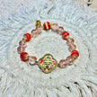 Handmade Pink Crystal & Red Agate Lucky Bracelet, Amulet Charm Bracelet for Protection & Peace, Spiritual Jewelry Gift