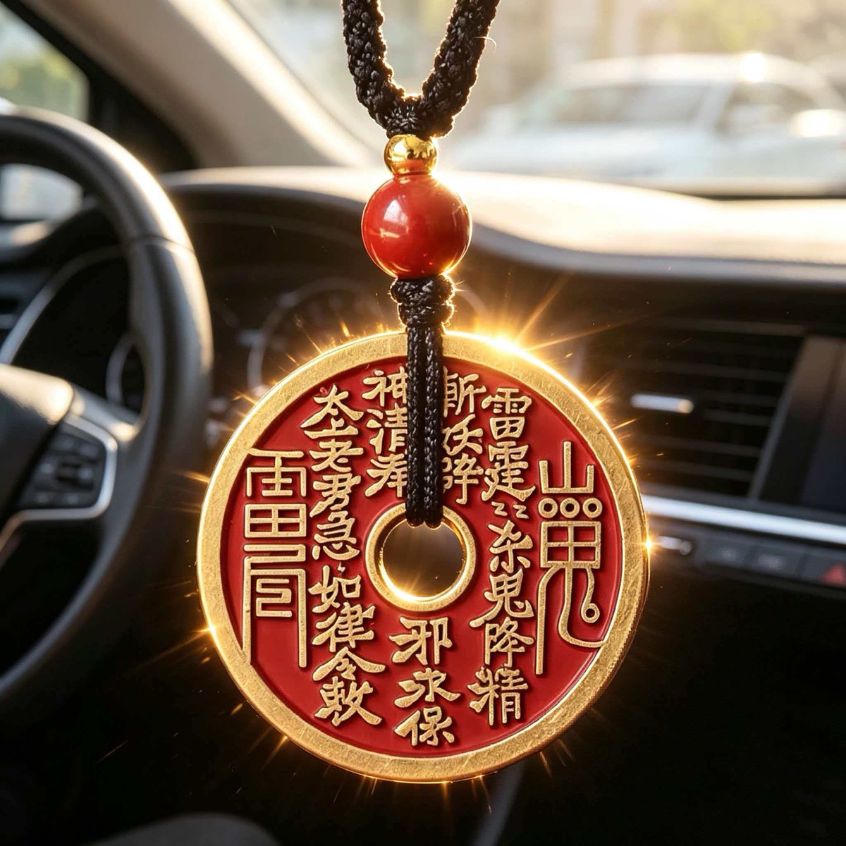 山鬼花钱 汽车后视镜车挂场景展示